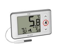 TFA Dostmann Termometro digitale professionale con sensore a cavo LT202, 30.1052, visualizzazione permanente dei valori massimi minimi, allarme temperatura, per acquari/frigoriferi, bianco