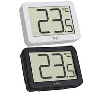 TFA Dostmann Termometro interno digitale, 30.1065, monitoraggio della temperatura ambiente, Mini Termometro, valori Max-Min, -10...+60°C, magnetico o supporto (nero+bianco, (L) 55 x (Larghezza) 15 (28