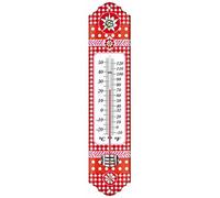 TFA Dostmann Termometro per Interni ed Esterni, 12.2052.06, in Metallo, con Stella Alpina, Resistente alle intemperie, 66 x 13 x 295 mm, Rosso