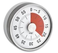 TFA Dostmann Timer analogico PUCK, 38.1028.10, timer per uova, timer da cucina, meccanico, a rotazione, magnetico, antracite