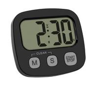 TFA Dostmann Timer digitale 38.2057.01 con cronometro e ora, magnetico, grande display, timer da cucina, timer sportivo, nero