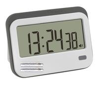 TFA Dostmann Timer digitale con cronometro e sveglia, 38.2052.02, fino a 23h/59min/59s, con occhiello per cordino, sveglia a breve termine, con luce LED e 2 livelli di volume, magnetico (bianco con