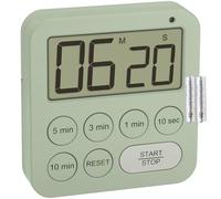 TFA Dostmann Timer digitale per sport/cucina/apprendimento, 38.2056, con cronometro, magnetico, con 3 livelli di volume, selezione rapida, grande display, luce di avvertimento LED, timer (verde con