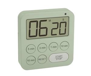 TFA Dostmann Timer digitale per sport/cucina/apprendimento, 38.2056, con cronometro, magnetico, con 3 livelli di volume, selezione rapida, grande display, luce di avvertimento LED visivo, verde