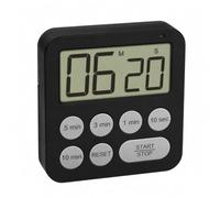 TFA Dostmann Timer Digitale Sportivo/Cucina/Apprendimento 38.2056 Include Cronometro Magnetico con 3 Livelli di Volume Selezione Rapida Grande Display Spia LED Timer per Uova (Nero)