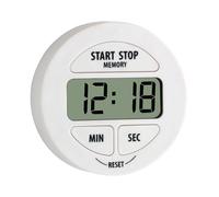 TFA Dostmann Timer e cronometro digitale, 38.2022.02, piccolo e maneggevole, magnetico, con funzione di memoria, bianco, plastica