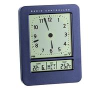 TFA Radiosveglia Dostmann 60.2530.10 Digital con Il Tempo la Radio ad Alta precisione, Doppio Allarme e visualizzazione della Temperatura (Blu)