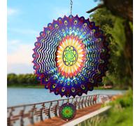 TFANUO Starburst - Spinner a forma di mandala 3D, 30,5 cm, decorazione cinetica da appendere, in acciaio inox, taglio laser, decorazione per interni ed esterni