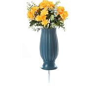 TFANUO Vasi per cimitero con punte, vasi per tomba per cimitero con punte in metallo e fori di drenaggio, supporto per fiori per lapidi, regali commemorativi per la perdita della persona amata