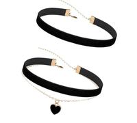 TFAOYS Set di 2 collane in tessuto nero regolabili leggere perfette per occasioni casual o formali, collana nera a doppio strato, One Size, come descritto, come descritto
