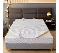 TFBHL Coprimaterasso con Cerniera Coprimaterasso Trapuntato a Cinque Lati Lenzuola con Angoli con Cerniera Coprimaterasso Lavabile Traspirante e Ricamato (160x190+20 cm, Bianco)