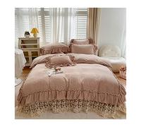 TFBHL Foglio da letto set a 4 pezzi Ruffled Pupled Copertina set queen size Queen Vintage Frontiera con trappola con trapunta Fringa Solido fattoria rustica biancheria da letto rustico fodera da letto