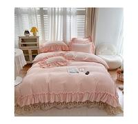 TFBHL Foglio da letto set a 4 pezzi Ruffled Pupled Copertina set queen size Queen Vintage Frontiera con trappola con trapunta Fringa Solido fattoria rustica biancheria da letto rustico fodera da letto