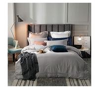Tfbhl Foglio da Letto Set Super Morbido Set di Biancheria da Letto Grigio Scuro 4pcs Regina King = Dimensione Copripiumino Set con Linee di Ricamo e Lenzuolo a Letto 2 Fodera per Letti federali