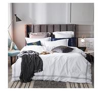Tfbhl Foglio da Letto Set Super Morbido Set di Biancheria da Letto Grigio Scuro 4pcs Regina King = Dimensione Copripiumino Set con Linee di Ricamo e Lenzuolo a Letto 2 Fodera per Letti federali