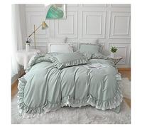 TFBHL Foglio Letto Set di colonne agrodottifondi Set di Biancheria da Letto a Colori Solidi 4/6 Pezzi di Copertura del piumone a Doppio Volant di Cotone Morbido Set di coperture per Letti per Letti