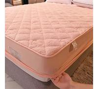 TFBHL Lambswool Trapuntato a Materasso a Monte, Protezione a Materasso Aderente Letto Matrimoniale, Copertura del Materasso Traspirante, ipoallergenico (Rosa, più Spesso 180x200 cm)