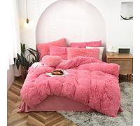 TFBHL Letto Coperchio PROPRIETTO, Coperchio SURSO Colore Super Caldo, Set di Biancheria da Letto Invernale Invernale in Velluto Shaggy Goccia a 4 Pezzi (Colore: Rosa, Dimensione: Regina 4pcs)