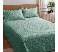 TFBHL Luxury Expoxed Read -Letting Set di trapunti, copriletti reversibili in Microfibra, da 3 Pezzi per copriletto Trapuntato, con 2 frammenti di Cuscini (Verde, 200 x 230 cm)