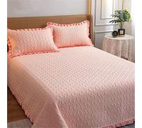 TFBHL Luxury LED -Crepted Punter Set di trapunti, copriletti reversibili in Microfibra, coppetti Trapuntati da 3 Pezzi, con 2 frammenti di Cuscini (Rosa Chiaro, 200 x 230 cm)