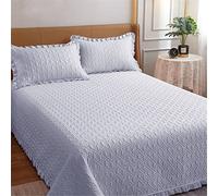 TFBHL Luxury LED -Crepted Punter Set di trapunti, copriletti reversibili in Microfibra, da 3 Pezzi per copioni trapunte, con 2 frammenti di Cuscini (Grigio Chiaro, 200 x 230 cm)