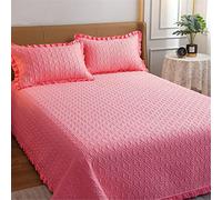 TFBHL Luxury LED -Crepted Punter Set di trapunti, copriletti reversibili in Microfibra, da 3 Pezzi per copriletto Trapuntato, con 2 frammenti di Cuscini (Rosa Intenso, 200 x 230 cm)