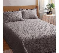 TFBHL Luxury LED -Crepted Punter Set di trapunti, copriletti reversibili in Microfibra, da 3 Pezzi per copriletto Trapuntato, con 2 frammenti di Cuscini (Grigio Scuro, 230 x 250 cm)