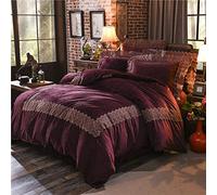 TFBHL Set BIDE Set Rosso FOCHI CAFFETTO COPERCHI PUCCIO Copertura Inverno Set Inverno Lino Caldo (5 Regina)