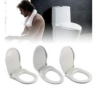 TFCFL Sedile WC con bidet a forma di D, bianco, automatico, in plastica, ovale, a forma di D