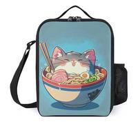 TFDGDGH Anime Ramen Noodle Cat Lancheira Stampato Pranzo Bag Termico Bambini Lunch Box per Le Donne Isolamento Lunch Box Bag