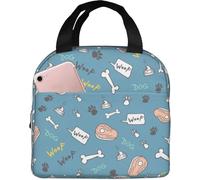 TFDGDGH Bones Dog Paw Prints Lunch Bag, Tote Box isolata Riutilizzabile Unisex, Borsa Termica per Borse per Alimenti ad Alta capacità