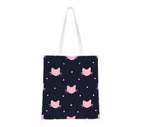 TFDGDGH Cat Polka Dots Canvas Tote Bag Borsa della Spesa Riutilizzabile di Grande capacità per Le Borse Rosa degli Studenti delle Donne