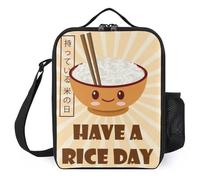 TFDGDGH Have A Rice Day Kawaii Cold Storage Bag Stampato Lunch Bag Vintage Cooler Lunch Bag Isolamento Lunch Box Bag