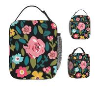 TFDGDGH Vera Bradley Fiori Pranzo Bag Divertente Lunch Box per Le Donne Picnic Conveniente Cooler Bag Oxford Stampa Termico Tote Borse