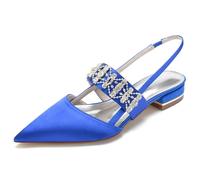 TFDRSEXVD Ballerine da Sposa da Donna con Punta a Punta, Cinturino Posteriore in Cristallo, in Raso, per Abiti da Sera, da Sposa e da Festa,Royal Blue,41