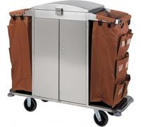 TFDRSEXVD Carrello per Pulizie con 3 Ripiani per Pulizie da Custode, Carrello per Hotel Commerciale con Ruote e Borsa portaoggetti,Marrone,B