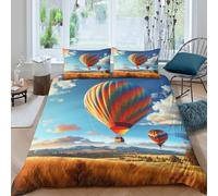 TFEDACVSS 3 Pezzi AerostatCopripiumino Stampa 3DHot Air Balloon Set Di Biancheria Con Cerniera Microfibra Federe Per BambDouble（200x200cm）