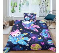 TFEDACVSS 3 Pezzi AnimalCopripiumino 3D Stampato Cute Happy Kittens Cat Ultra Morbida Cerniera Nascosta Ultra Morbida Federe Per Bambini E AdultiSingle（135x200cm）