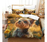 TFEDACVSS 3 Pezzi AnimalCopripiumino 3D Stampato Silky Terrier Dog Set Di Biancheria Con Cerniera Microfibra Federe Per BambSuper King(260x220cm)