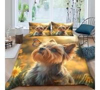 TFEDACVSS 3 Pezzi AnimalCopripiumino 3D Stampato Silky Terrier Dog Ultra Morbida Cerniera Nascosta Microfibra Federe Per BambDouble(200x200cm)