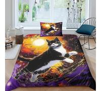 TFEDACVSS 3 Pezzi Pet Animalscoperto 3D Stampato Cool Cats Set Di Biancheria Cerniera Nascosta Microfibra 2 Federe Per BambSingle(135x200cm)
