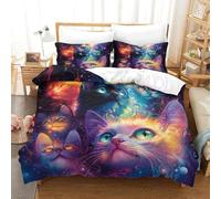 TFEDACVSS 3 Pezzi Pet Animalscoperto 3D Stampato Cool Cats Set Di Biancheria Con Cerniera Microfibra 2 Federe RagazzeSingle(140x200cm)