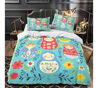 TFEDACVSS Bambole Matrioska copripiumino Set di Biancheria da Letto microfibra stampa di 3D con federe per cuscini con cerniera Popolo russo Set Di Copripiumino for adulti e coppie Single（135x200cm）