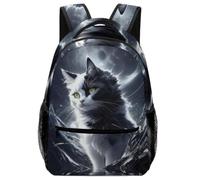 TFEDACVSS BlackWhiteCatMoonZaino Casual Backpack DonnaUomo Scuola Media Elementare Per Escursioni Viaggio Campeggio ScuolaOne Size
