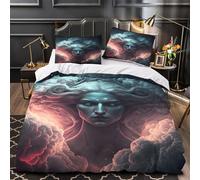 TFEDACVSS Dea mitica Set Di Copripiumino 3 pezzi microfibra morbida stampa 3D con federa con federe per cuscini fantasia digitale copripiumino for ragazzi e bambini Single（135x200cm）