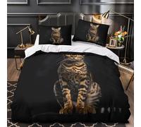 TFEDACVSS Gatto del Bengala Set Di Copripiumino 3 Pezzi microfibra stampa 3D con federe con cerniera per cuscini selvaggio esotico copripiumino for bambini e ragazze Single（135x200cm）