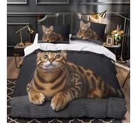 TFEDACVSS Gatto del Bengala Set Di Copripiumino 3 pezzi morbida stampa di 3D con federa cerniera nascosta con federe animale domestico esotico copripiumino for bambini e adolescenti Single（135x200cm）