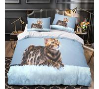 TFEDACVSS Gatto del Bengala Set Di Copripiumino 3 pezzi ultra microfibra stampa di 3D con federe con federe animale domestico esotico copripiumino for adolescenti e ragazzi Single（135x200cm）