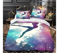 TFEDACVSS Silhouette di ballerina Set Di Copripiumino Biancheria da letto 3 Pezzi microfibra stampa di 3D con federe incluso federe Danza cosmica copripiumino for ragazzi e bambini Single（140x200cm）