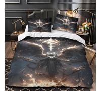 TFEDACVSS Statuette di angeli copripiumino 3 pezzi morbida stampa di 3D cerniera nascosta con federe per cuscini classico design alato Set Di Copripiumino for bambini e adolescenti Double（200x200cm）